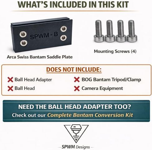 Arca Swiss Plate for BOG Bantam Clamp - Camera Quick Release Adapter - Budget Upgrade Add Arca to Existing Setup - Includes Hardware - Designed and Manufactured in USA in Kuwait