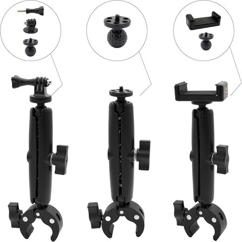 Double Super Clamp Mount Umbrella Holder with 360° Magic Arm, Heavy Duty Camera & Pole Clamp for Photography Light Stand, Monitor Bracket, Chair, Reflector & Crossbar Mount, 10", 4pcs in Kuwait