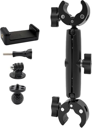 Double Super Clamp Mount Umbrella Holder with 360° Magic Arm, Heavy Duty Camera & Pole Clamp for Photography Light Stand, Monitor Bracket, Chair, Reflector & Crossbar Mount, 10", 4pcs in Kuwait