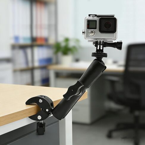 Double Super Clamp Mount Umbrella Holder with 360° Magic Arm, Heavy Duty Camera & Pole Clamp for Photography Light Stand, Monitor Bracket, Chair, Reflector & Crossbar Mount, 10", 4pcs in Kuwait