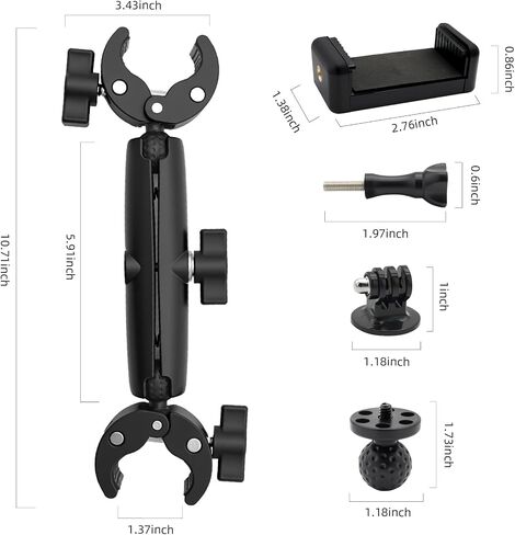 Double Super Clamp Mount Umbrella Holder with 360° Magic Arm, Heavy Duty Camera & Pole Clamp for Photography Light Stand, Monitor Bracket, Chair, Reflector & Crossbar Mount, 10", 4pcs in Kuwait