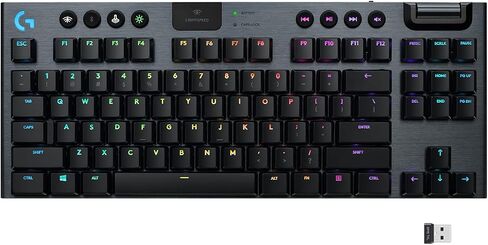 Logitech G915 TKL Tenkeyless Lightspeed Wireless RGB Mechanical Gaming Keyboard, Low Profile Switch Options, Lightsync RGB, Advanced Wireless and Bluetooth Support - Tactile,Black in Kuwait