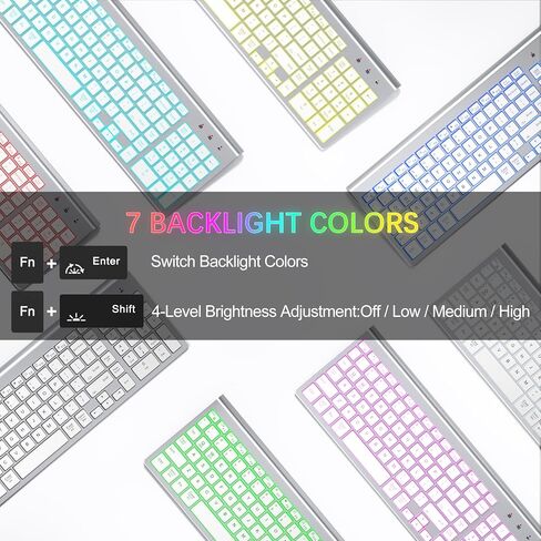 Wireless Backlit Keyboard and Mouse Ultra Slim Combo, TopMate -Silver White in Kuwait