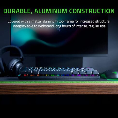 Razer Huntsman Mini 60% Gaming Keyboard: Clicky Optical Switches - Aluminum Top Frame - Chroma RGB Lighting - PBT Keycaps - Onboard Memory - Snap Tap - Black in Kuwait