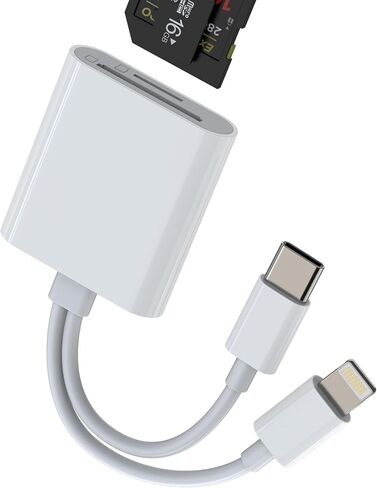 USB C and Lightning SD Micro SD Card Reader for Apple for iPhone16 15 14 for iPad MacBook Pro Camera External Memory Download Transfer Data Cable in Kuwait