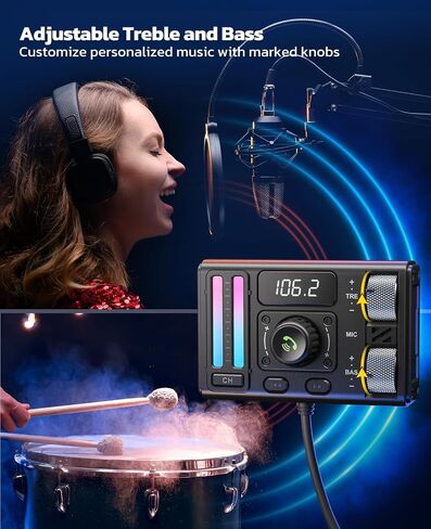 Nulaxy Bluetooth 5.3 Car Adapter with Air Vent Installation & DSP Noise Cancellation, QC3.0 & Type-C PD Car Charger Wireless FM Radio Transmitter Supports Bass & Treble Boost in Kuwait