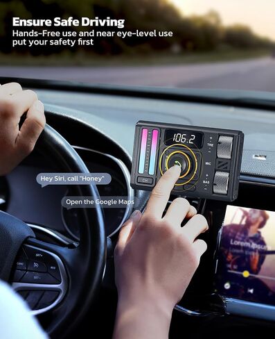Nulaxy Bluetooth 5.3 Car Adapter with Air Vent Installation & DSP Noise Cancellation, QC3.0 & Type-C PD Car Charger Wireless FM Radio Transmitter Supports Bass & Treble Boost in Kuwait