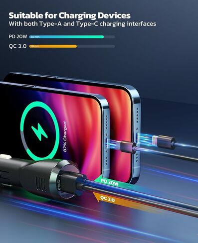 Nulaxy Bluetooth 5.3 Car Adapter with Air Vent Installation & DSP Noise Cancellation, QC3.0 & Type-C PD Car Charger Wireless FM Radio Transmitter Supports Bass & Treble Boost in Kuwait