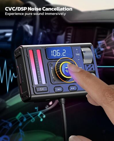 Nulaxy Bluetooth 5.3 Car Adapter with Air Vent Installation & DSP Noise Cancellation, QC3.0 & Type-C PD Car Charger Wireless FM Radio Transmitter Supports Bass & Treble Boost in Kuwait