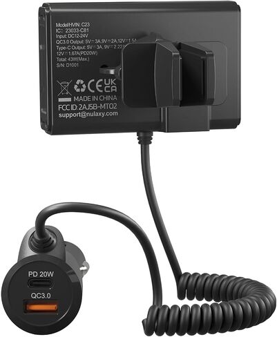 Nulaxy Bluetooth 5.3 Car Adapter with Air Vent Installation & DSP Noise Cancellation, QC3.0 & Type-C PD Car Charger Wireless FM Radio Transmitter Supports Bass & Treble Boost in Kuwait