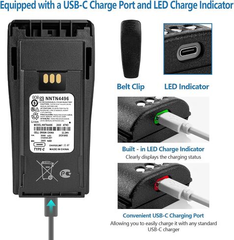 NNTN4497CR NNTN4497DR 7.4V 3000mAh Battery(Type-C Charge& Belt Clip) in Kuwait