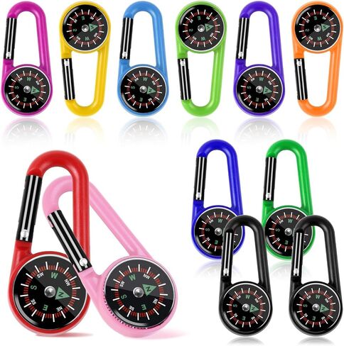 12 Pcs Mini Compass Keychain for Kids Bulk, Small Pocket Magnetic Compass Survival Hiking for Outdoor Survival Camping Party Backpacking Accessory in Kuwait