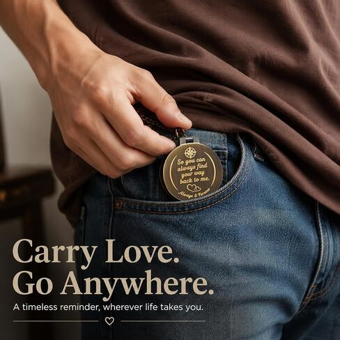 Engraved Brass Compass Gift for Him or Her with Leather Pouch in Kuwait