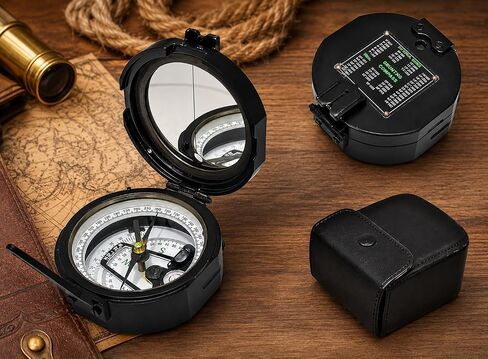 Military Style Pocket Compass with Sundial, Folding Lens & Directional Navigation Instrument – Nautical Decorative Compass for Collectors in Kuwait