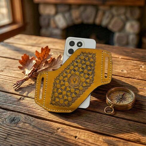 Leather Cell Phone Holster for Men – Handmade Belt Holstery, Cross Draw Pouch with 2 Inch Loop, Fits iPhone 17/16/15/14 Pro Max, Samsung Galaxy S25/S24/S23 Ultra with Thin Case in Kuwait