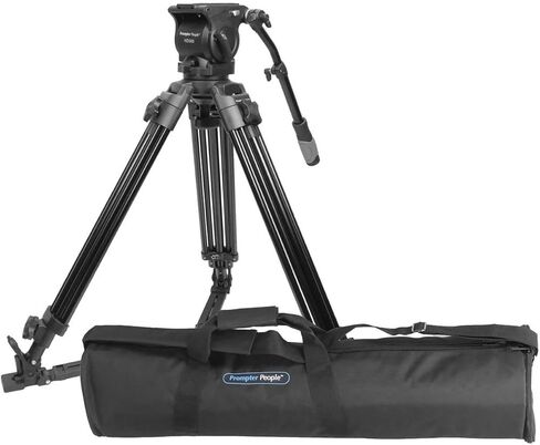 Prompter People TRI-HD300 3-Section Aluminum Heavy-Duty Tripod System with 100mm Fluid Head, Ground Splitter and Soft Padded Case, Supports 30 Lbs in Kuwait