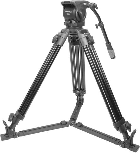 Prompter People TRI-HD300 3-Section Aluminum Heavy-Duty Tripod System with 100mm Fluid Head, Ground Splitter and Soft Padded Case, Supports 30 Lbs in Kuwait
