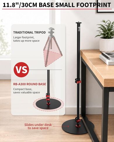 IFOOTAGE RB-A300-I Round Base Monopod Stand with Heavy Iron Base, 59.4" Adjustable Camera Floor Stand, 22 lb Load Capacity, 1/4" & 3/8" Mount for Camera, Light, Mic, Monitor, Live Streaming in Kuwait