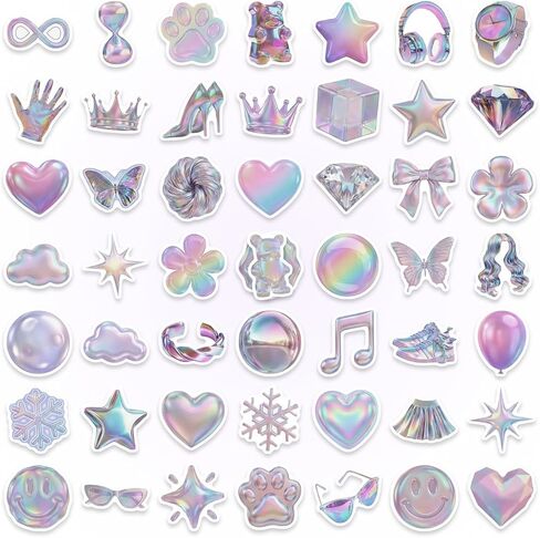 Bluradio 100PCS Iridescent Cute Stickers for Water Bottles & Laptops in Kuwait