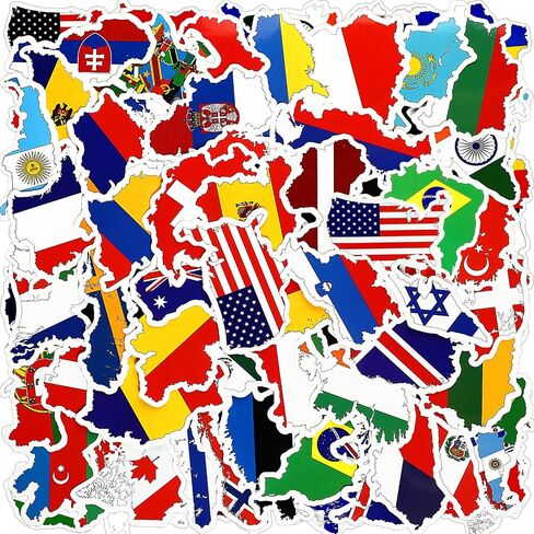 Chinco 200 Pcs Country Flag Stickers Vinyl Waterproof World Travel Decals in Kuwait