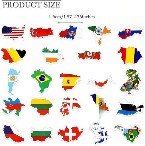 Chinco 200 Pcs Country Flag Stickers Vinyl Waterproof World Travel Decals in Kuwait