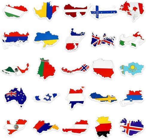 Chinco 200 Pcs Country Flag Stickers Vinyl Waterproof World Travel Decals in Kuwait