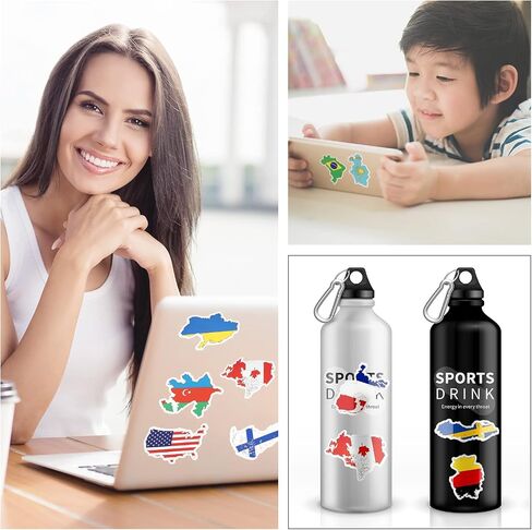Chinco 200 Pcs Country Flag Stickers Vinyl Waterproof World Travel Decals in Kuwait