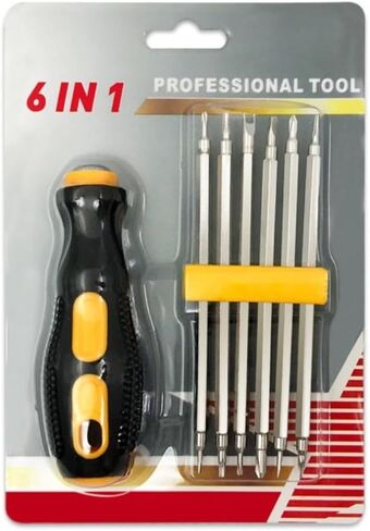 6-in-1 Security Screwdriver Set Magnetic Bits for Tamper for proof Screws Electronics Repair Kit Phone Laptop Glasses Watch Tools Black Silver Yellow in Kuwait