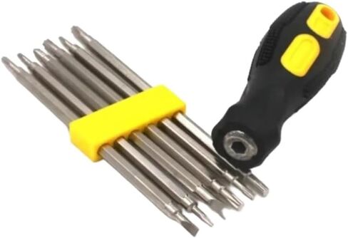 6-in-1 Security Screwdriver Set Magnetic Bits for Tamper for proof Screws Electronics Repair Kit Phone Laptop Glasses Watch Tools Black Silver Yellow in Kuwait