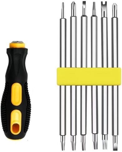 6-in-1 Security Screwdriver Set Magnetic Bits for Tamper for proof Screws Electronics Repair Kit Phone Laptop Glasses Watch Tools Black Silver Yellow in Kuwait