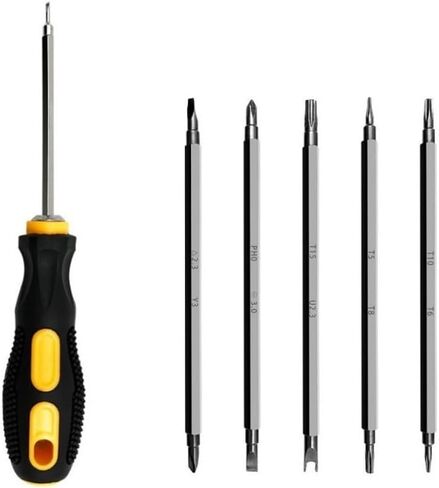 6-in-1 Security Screwdriver Set Magnetic Bits for Tamper for proof Screws Electronics Repair Kit Phone Laptop Glasses Watch Tools Black Silver Yellow in Kuwait