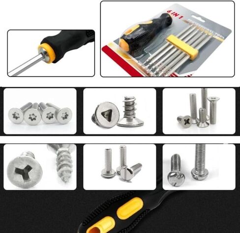 6-in-1 Security Screwdriver Set Magnetic Bits for Tamper for proof Screws Electronics Repair Kit Phone Laptop Glasses Watch Tools Black Silver Yellow in Kuwait