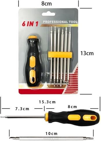 6-in-1 Security Screwdriver Set Magnetic Bits for Tamper for proof Screws Electronics Repair Kit Phone Laptop Glasses Watch Tools Black Silver Yellow in Kuwait