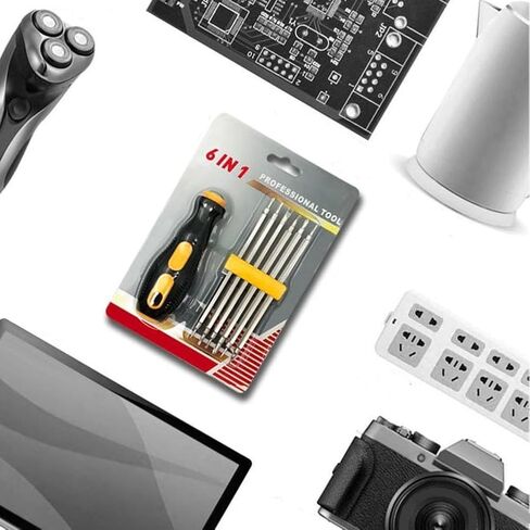 6-in-1 Security Screwdriver Set Magnetic Bits for Tamper for proof Screws Electronics Repair Kit Phone Laptop Glasses Watch Tools Black Silver Yellow in Kuwait