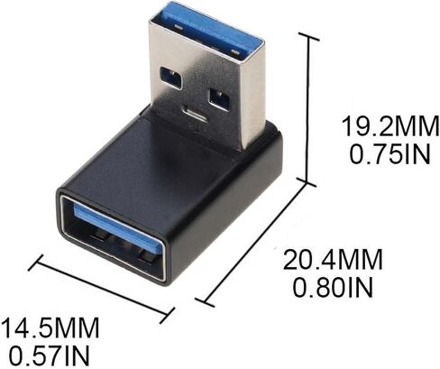 2Pcs Aluminum Alloy USB3.0 Male to Female Elbow Adapter Extender in Kuwait