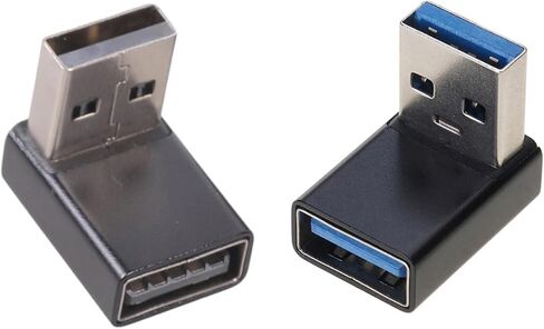2Pcs Aluminum Alloy USB3.0 Male to Female Elbow Adapter Extender in Kuwait