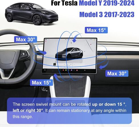 Screen Swivel Mount for Tesla Model Y 2019-2024 & Model 3 2017-2023, Center Console Touchscreen Rotating Bracket Holder in Kuwait