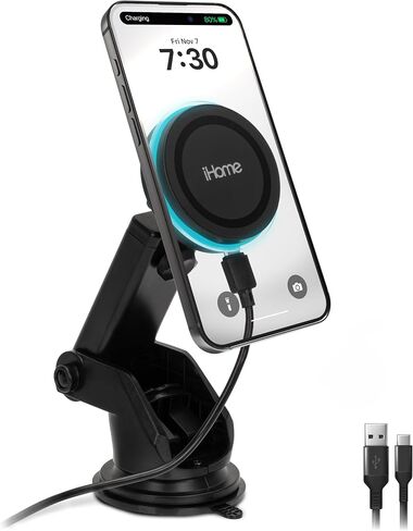 iHome Car Mount, Dashboard/Windshield/Vent Mount, Swivel Neck, Silicone Grip, Adjustable Mount Arm with Suction Cup Base (Universal Car Mount) in Kuwait