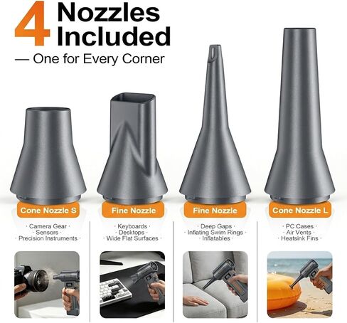 Electric Air Duster, 150,000 RPM Brushless Cordless Dust Remover with Digital Display, Rechargeable Compressed Air Cleaner for PC, Keyboard, Camera, Car, Gift in Kuwait