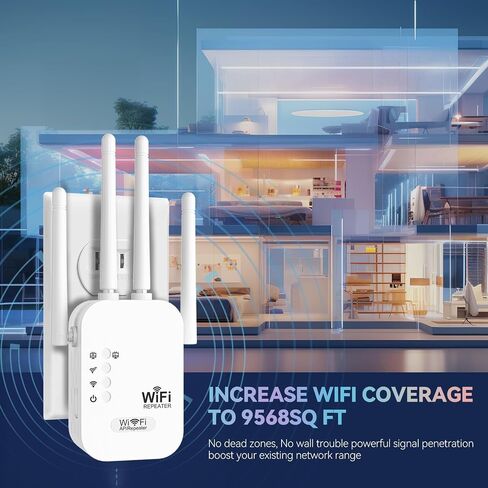 WiFi Extender, WiFi Repeater,Internet Booster, Long Range WiFi Extenders Signal Booster for Home, WiFi Repeater with Ethernet Port Covers Up to 9800 Sq.ft,Quick Setup-Milky White in Kuwait