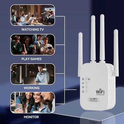 WiFi Extender, WiFi Repeater,Internet Booster, Long Range WiFi Extenders Signal Booster for Home, WiFi Repeater with Ethernet Port Covers Up to 9800 Sq.ft,Quick Setup-Milky White in Kuwait