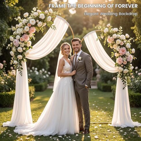 Metal Arch Backdrop Stand Set of 2, Gold Wedding Arch Frame 7.2FT+6FT, Heavy Duty Round Balloon Arch Stand with Threaded Connection for Wedding Ceremony, Baby Shower, Birthday Party Decorations in Kuwait