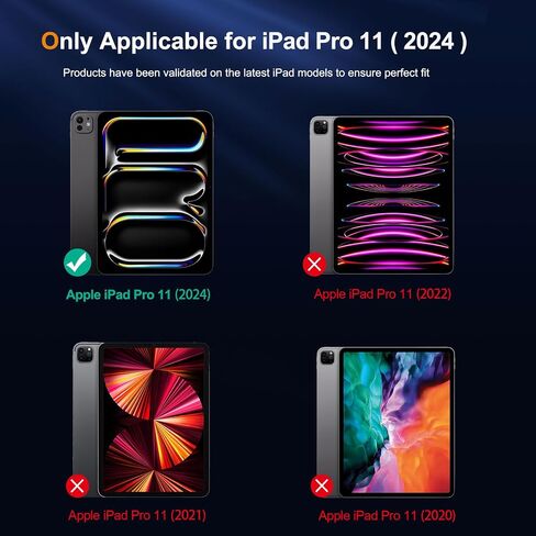 QHOHQ Screen Protector for iPad Pro 11 Inch M4 (2024) [with Camera Lens Protector], Full Coverage Tempered Glass, [Face ID & Apple Pencil Compatible], with Easy Installation Frame, HD Clear [2+2 Pack] in Kuwait