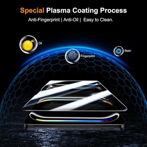 QHOHQ Screen Protector for iPad Pro 11 Inch M4 (2024) [with Camera Lens Protector], Full Coverage Tempered Glass, [Face ID & Apple Pencil Compatible], with Easy Installation Frame, HD Clear [2+2 Pack] in Kuwait