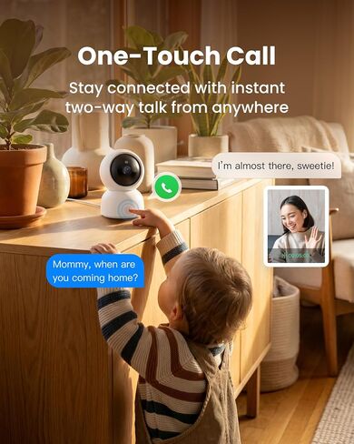 Aurumbach 4MP 2K Indoor Security Camera, 360° PTZ Pet Camera with Phone App, Dual-Band WiFi 2.4G/5G, Baby Monitor with Person/Pet/Cry Detection, Night Vision, AI Motion Tracking, One Touch 2-Way Talk in Kuwait