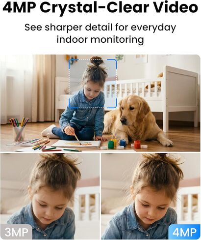 Aurumbach 4MP 2K Indoor Security Camera, 360° PTZ Pet Camera with Phone App, Dual-Band WiFi 2.4G/5G, Baby Monitor with Person/Pet/Cry Detection, Night Vision, AI Motion Tracking, One Touch 2-Way Talk in Kuwait