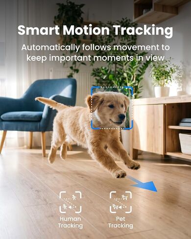 Aurumbach 4MP 2K Indoor Security Camera, 360° PTZ Pet Camera with Phone App, Dual-Band WiFi 2.4G/5G, Baby Monitor with Person/Pet/Cry Detection, Night Vision, AI Motion Tracking, One Touch 2-Way Talk in Kuwait