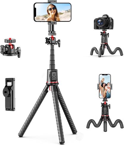 Fotopro Camera Tripod, Mini Flexible Extendable Tripod Stand with Extension Pole Compatible with Canon Nikon Sony Cameras Phone in Kuwait