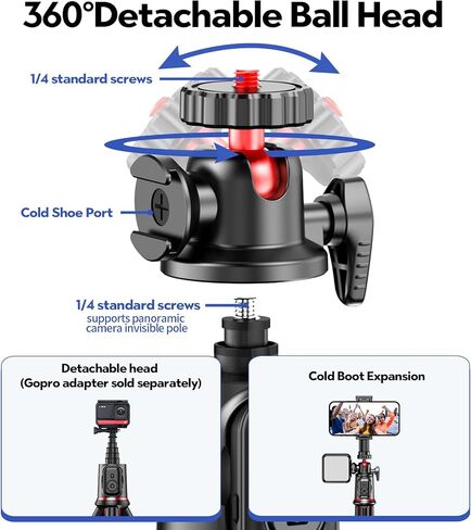 Fotopro Camera Tripod, Mini Flexible Extendable Tripod Stand with Extension Pole Compatible with Canon Nikon Sony Cameras Phone in Kuwait