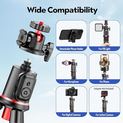 Fotopro Camera Tripod, Mini Flexible Extendable Tripod Stand with Extension Pole Compatible with Canon Nikon Sony Cameras Phone in Kuwait